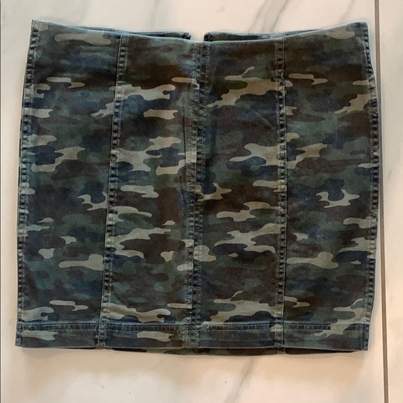 Free People Blue Gray Camouflage Mini Pencil Skirt - Picture 4 of 5